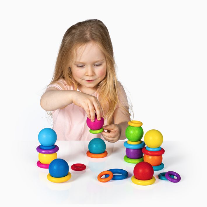 Erzi Balancespiel Fröbel-Kugeln & Ringe 34 Teile